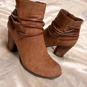 Madden Girl Grunge Strappy Tan Ankle Booties